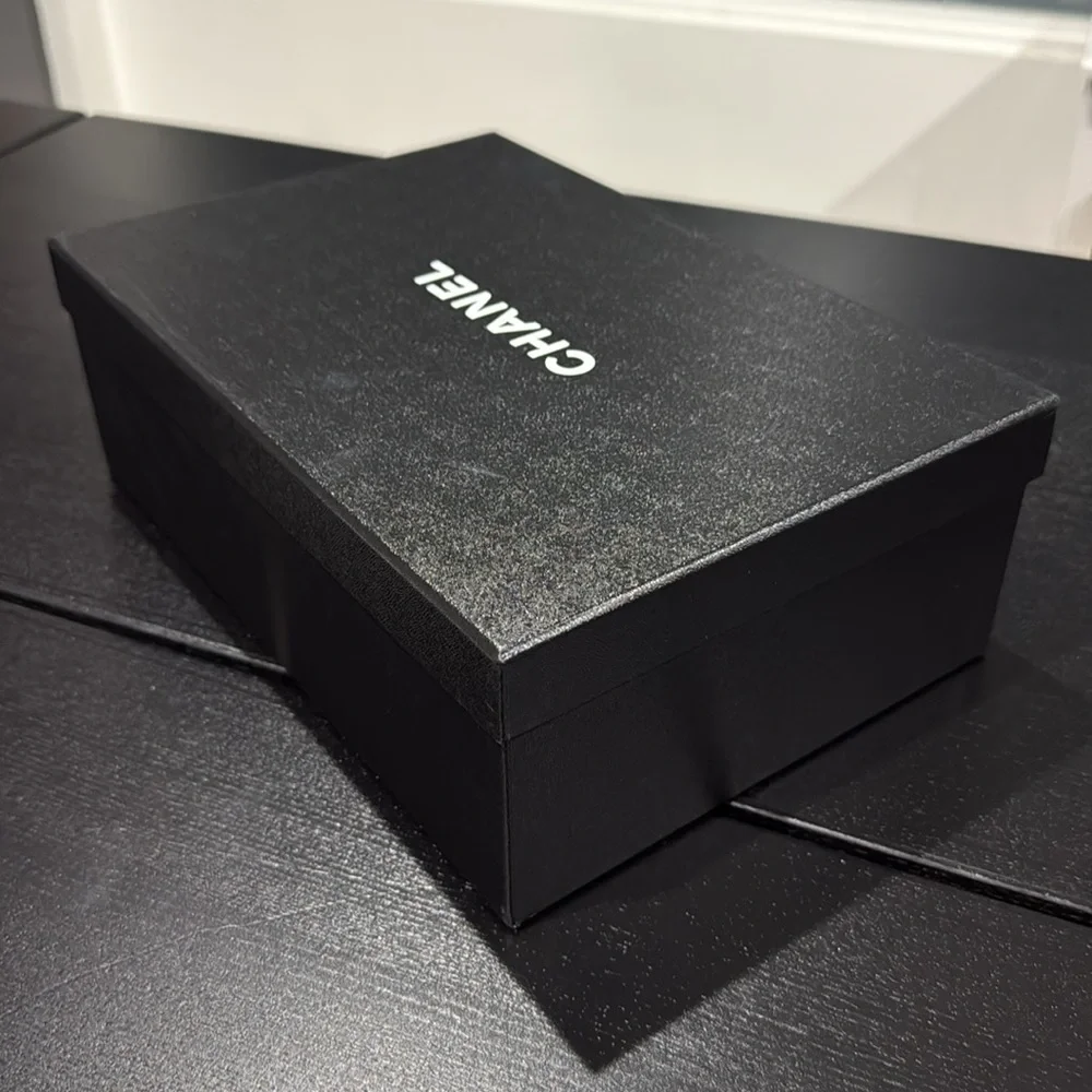 CHANEL Black Storage Box with White Logo